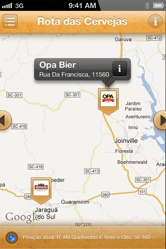 Rota das cervejas artesanais de Blumenau em aplicativo para iPhone